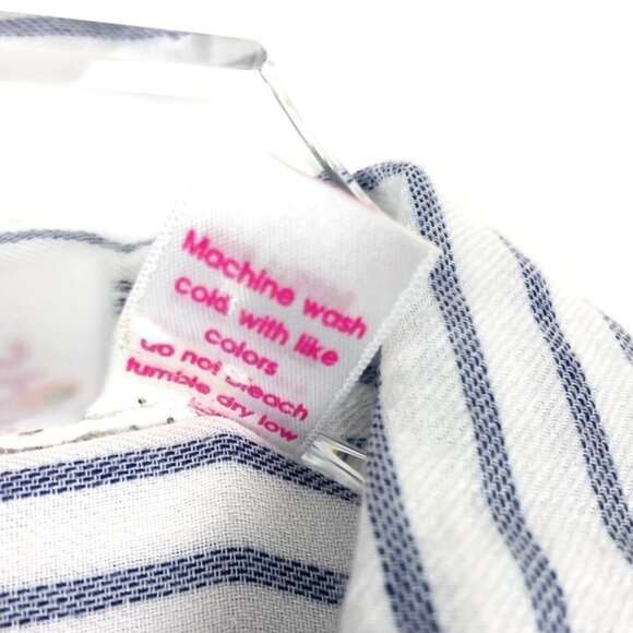 Japna Shirt Kids Size 12 White Blue Striped Button Down 100% Cotton Lightweight - Picture 7 of 12